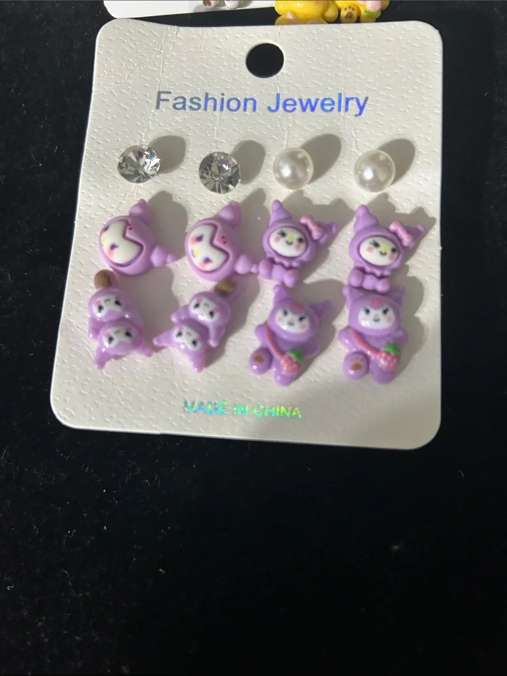 Fashion Jewelry Purple Animal & Flower Kids Earring Set